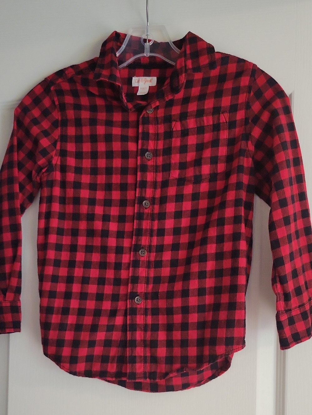 Kids Red and Black Plaid Button-Up Shirt - Classic Flannel Look